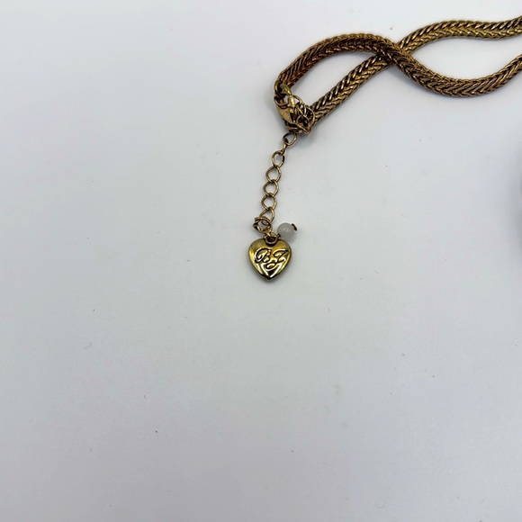 Betsey Johnson Blue Cord Bow Opalescent Rhinestone Gold Tone 16 - 19" Necklace - Picture 4 of 5